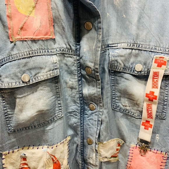 SO FUN! Black Tape upcycle tencel jacket XL - Picture 3 of 10